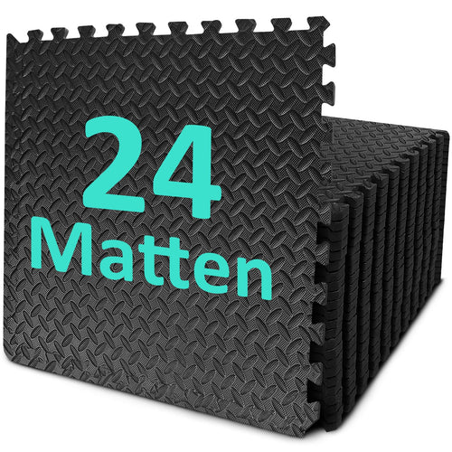 Bodenschutzmatte Fitness Set – EVA Puzzlematte 61x61cm 10mm. Stoßdämpfende, ineinandergreifende EVA-Matten zum Schutz von Boden beim Sport.