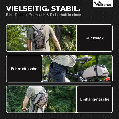 Valkental 3in1 Gepäckträgertasche mit Rucksackfunktion, 10 Liter
