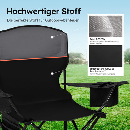 HIGH POINT SPORTS Campingstuhl 2er Set mit Getränkehalter & Kühlfach