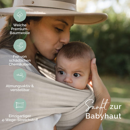 Boba Babytragetuch aus Baumwollfrottee, ab Geburt bis 15 kg, Beige
