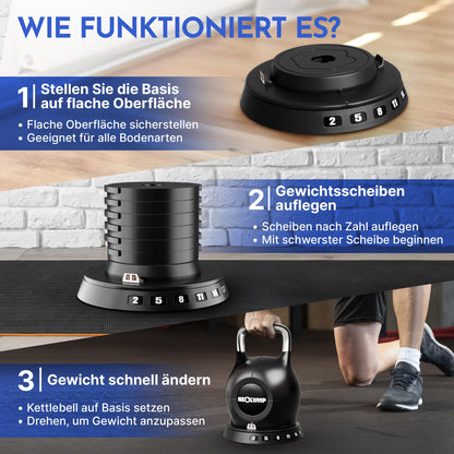 NEOLYMP Kettlebell verstellbar 2-20 kg, 7-in-1 Kugelhantel