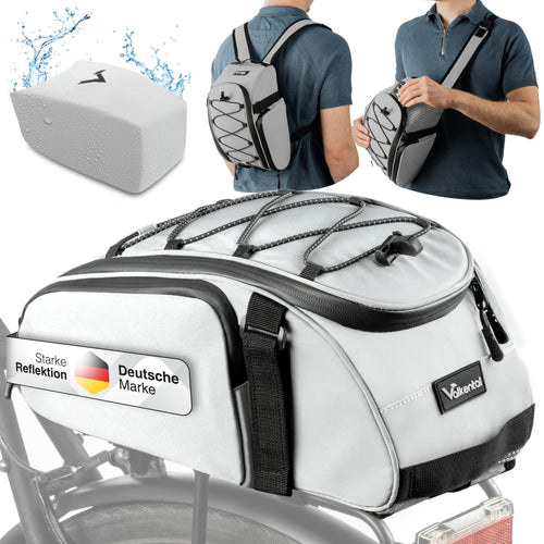 Valkental 3in1 Gepäckträgertasche mit Rucksackfunktion, 10 Liter, wasserfest, reflektierend