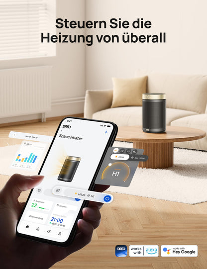 Dreo Atom 316 Heizlüfter, 1500 W Keramik mit Thermostat, Gold