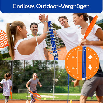 COSTWAY Tetherball Set, höhenverstellbar, mit Ball und 2 Schlägern