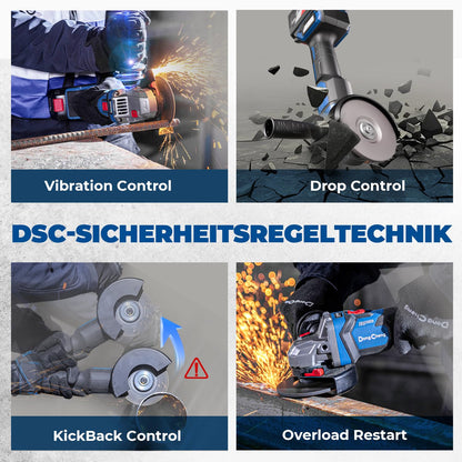 DongCheng Akku-Winkelschleifer 18V, 125 mm, bürstenlos, inkl. Akku