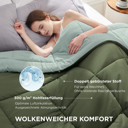 BEDSURE Bettdecke 135x200 cm Ganzjahresdecke Bronzegrün/Eisberggrün