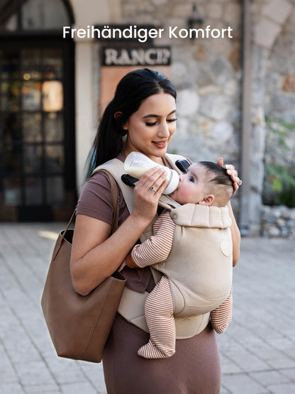 Grownsy Babytrage mit Kopfstütze, ergonomisch, 3-20 kg, Khaki