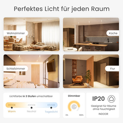 MATO Aufbauspot LED 6er Set Weiss flach schwenkbar Ø80mm