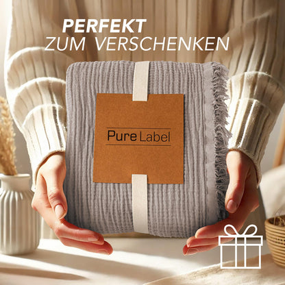 Pure Label Musselin Tagesdecke 220 x 240 cm aus Baumwolle in Taupe
