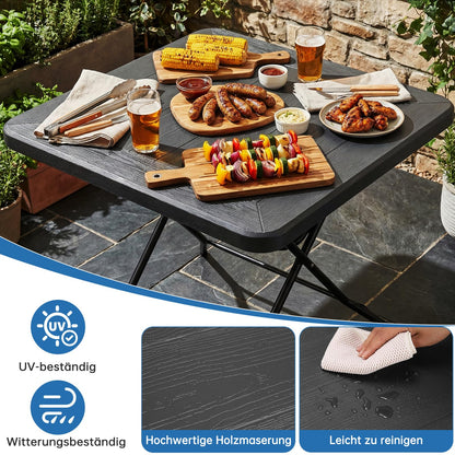 LIFERUN Gartentisch klappbar 80x80 cm, Balkontisch in Holz-Optik