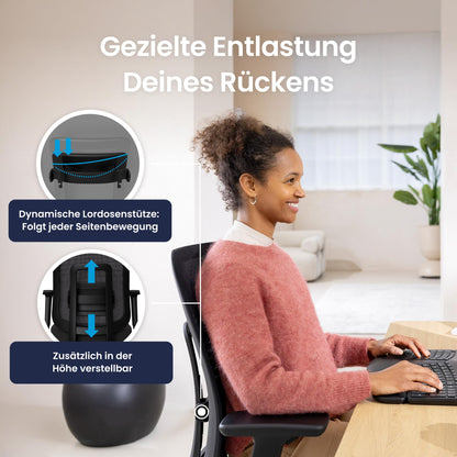 Ergotopia PureBack Ergonomischer Bürostuhl - Mit Kopfstütze