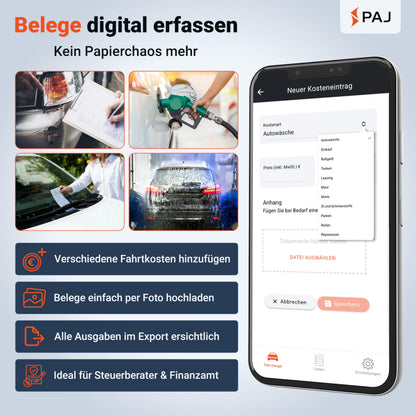 PAJ GPS Elektronisches Fahrtenbuch mit OBD2-Stecker, finanzamtkonform