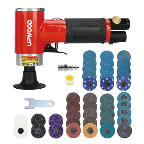 UPWOOD Mini Druckluft Rotationsschleifer Set 50mm - Rechtwinklig. Kompakter Rechtwinkelschleifer für Präzisionsschliff in engen Bereichen.