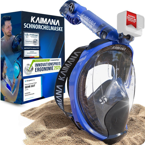 KAIMANA Schnorchelmaske K002 – Vollgesichtsmaske mit Tragetasche, CO2-sichere Tauchmaske