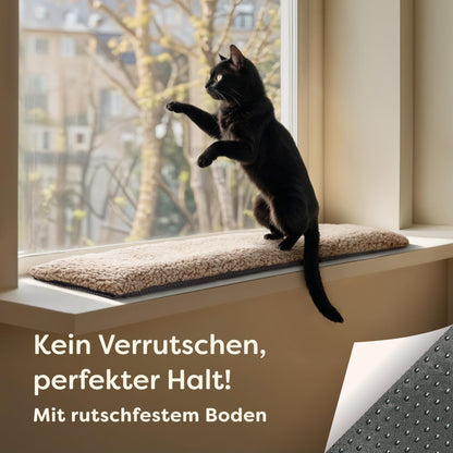 Knupis Katzen Fensterliege selbstwärmend rutschfest 90x28cm Braun