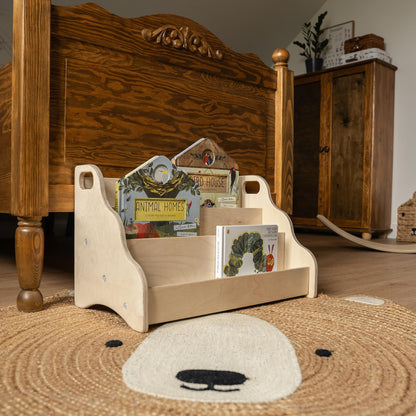 MAMOI Kinderregal aus Holz, freistehendes Bücherregal mit Griffen