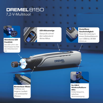 Dremel 8150 Akku-Multitool-Set, bürstenlos, 7,2 V, 20 Zubehöre
