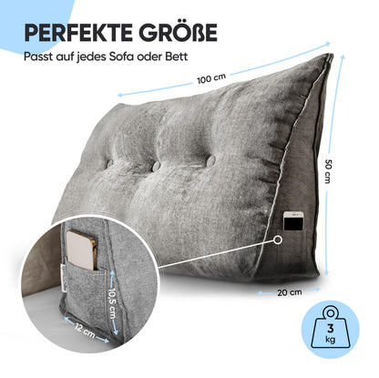 Björn&Schiller Rückenkissen Lesekissen – Grau 100cm
