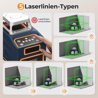 CIGMAN Kreuzlinienlaser CM-701 3x360° grün selbstnivellierend