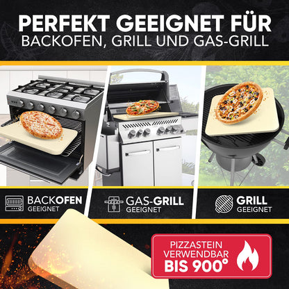 Loco Bird Pizzastein Set für Backofen & Gasgrill mit Pizzaschieber
