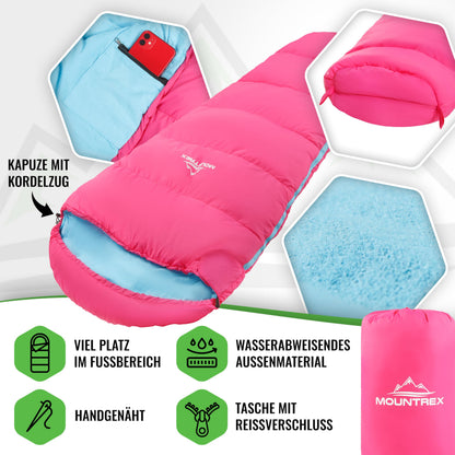 MOUNTREX Kinderschlafsack mit Baumwoll-Innenfutter, 175x70 cm