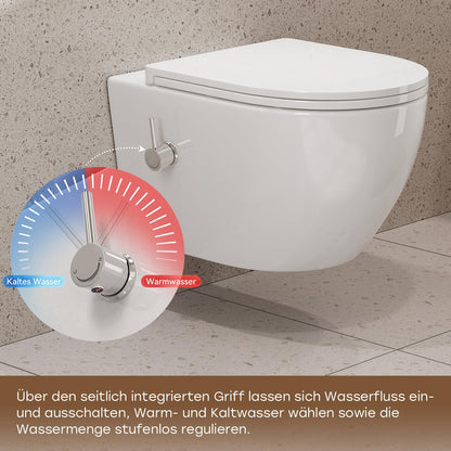 HOROW Dusch-WC HB-L01U-GE Hänge-WC spülrandlos mit Bidetfunktion