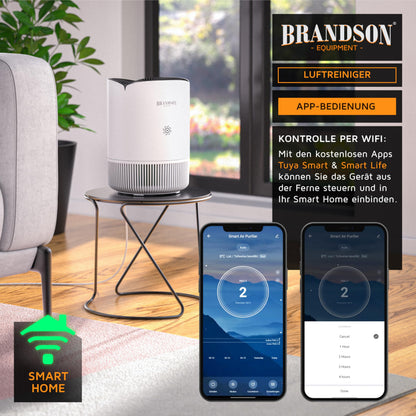 Brandson Luftreiniger WLAN HEPA13 Aktivkohle 50 m² für Allergiker