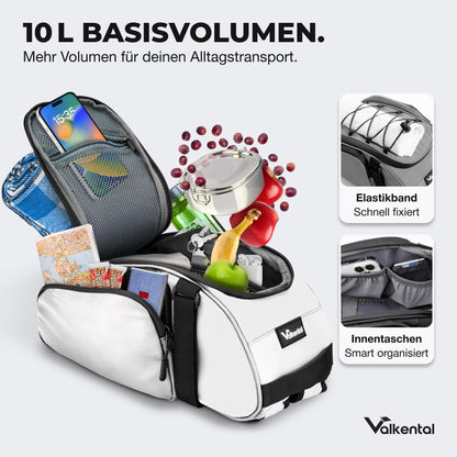 Valkental 3in1 Gepäckträgertasche mit Rucksackfunktion, 10 Liter