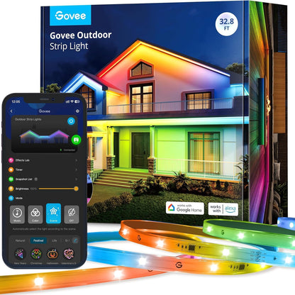 Govee LED Strip Outdoor RGBIC 10 m IP65 mit App- und Sprachsteuerung – Lichtleiste für Terrasse und Garten