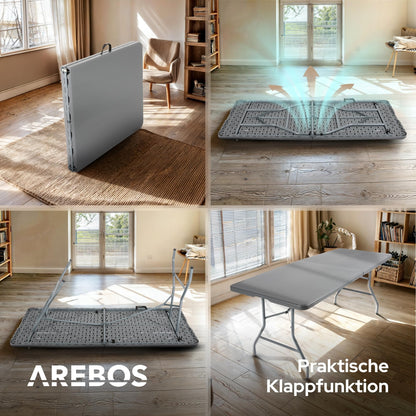 Arebos Buffettisch Klapptisch – 182x74cm Anthrazit wetterfest