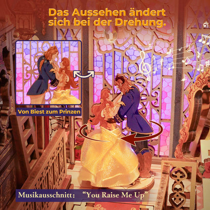 Tonecheer Book Nook Die Schöne und das Biest, 3D-Holzpuzzle Buchstütze