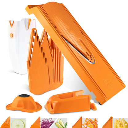Börner Gemüsehobel V3 Gemüseschneider - Profi Set Orange. V-Hobel für präzise Scheiben, Stifte und Würfel.