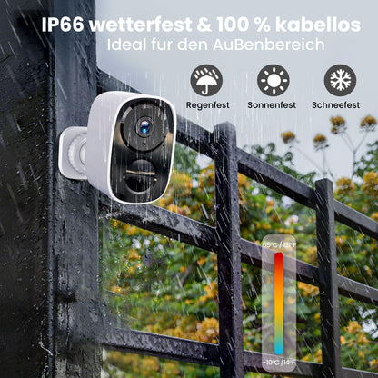 Funstorm CB54 2K Überwachungskamera aussen mit Akku, WLAN, 2er-Set