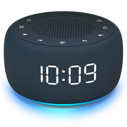 BUFFBEE Radiowecker mit Nachtlicht, UKW-Radio und Dimmer, Marineblau, Stoffdesign
