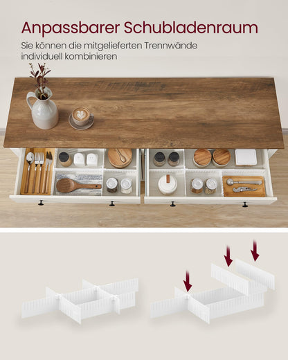 VASAGLE BBK381W02 Küchenschrank Landhausstil vintageweiss-honigbraun