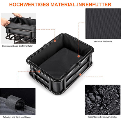 CXWXC Fahrradkorb hinten aus Metall mit Cargo-Netz und Innenfutter