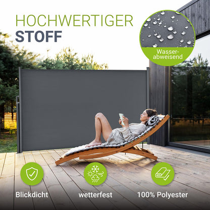 Juskys Dubai Seitenmarkise Sichtschutz 500x180 cm – Anthrazit