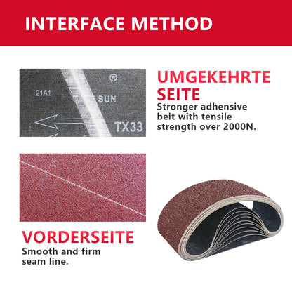 GZKTY Schleifbänder Set 75 x 533 mm, 25 Stück für Bandschleifer