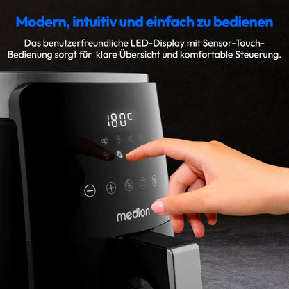 MEDION P40 L Heissluftfritteuse MD13030 4,7 Liter 1500 Watt schwarz