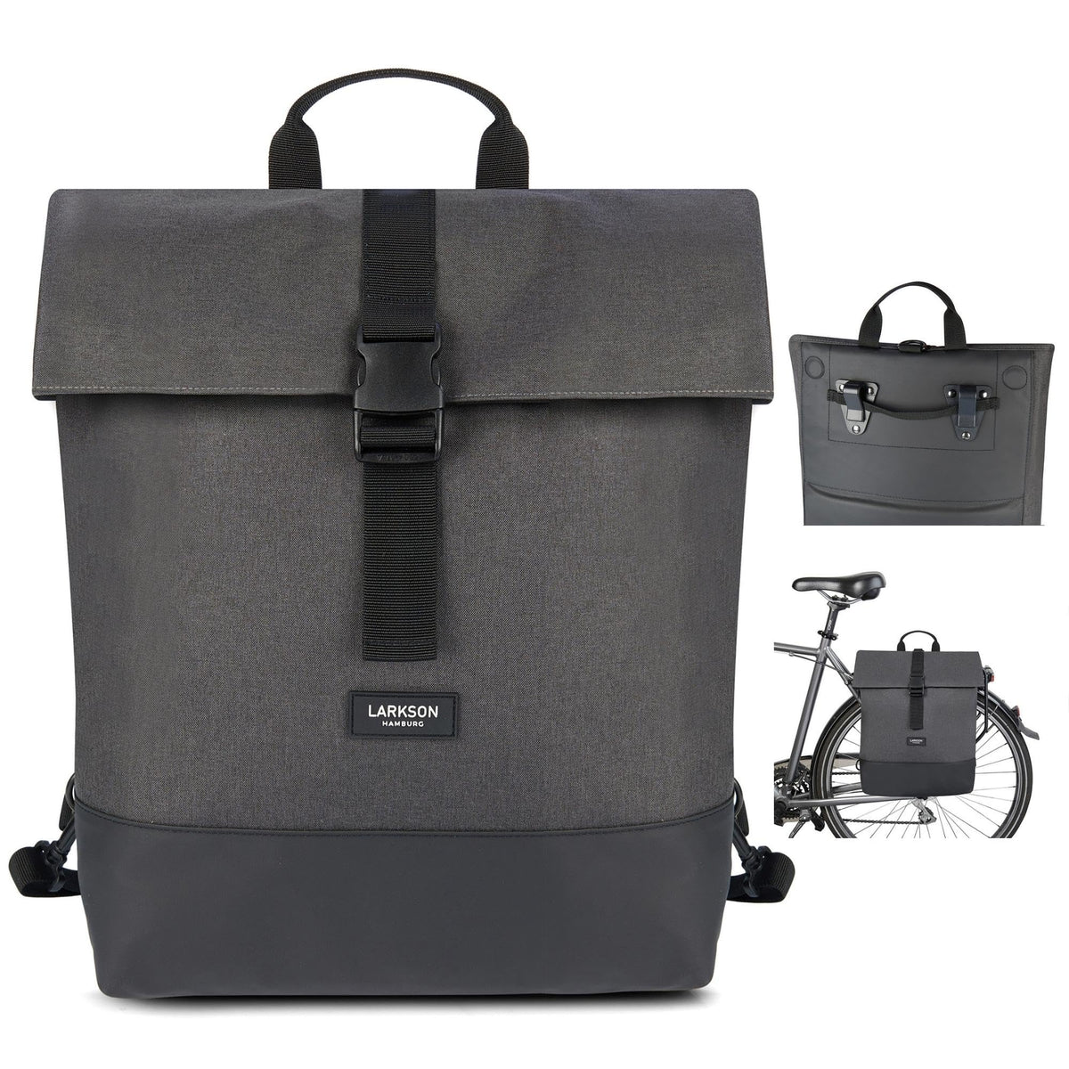 LARKSON Tammo Bike Fahrradtasche & Rucksack 2 in 1 Anthrazit