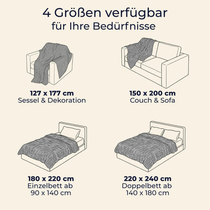 Dreamzie Musselin Tagesdecke 150x200 cm Baumwolle Hellgrau