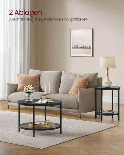 VASAGLE LCT072B58 Couchtisch Glasplatte - Marmorschwarz