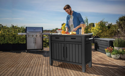 Koll Living Servicetisch BBQ XXL Grilltisch mit Stauraum anthrazit