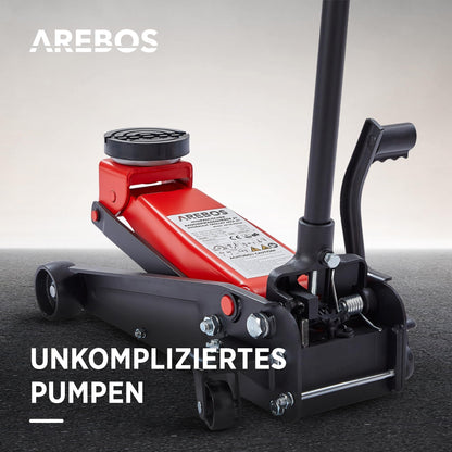 Arebos Rangierwagenheber 3 t hydraulisch mit Fusspedal, 130–508 mm