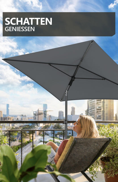 4smile SunnyShade Plus Sonnenschirm Balkon Set 3-in-1, Anthrazit