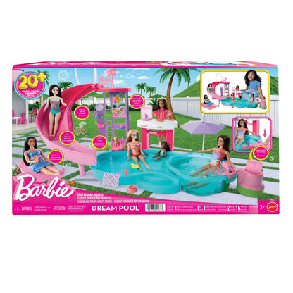 Barbie Traumpool Spielset JKG83 mit Rutsche, Whirlpool und Zubehör