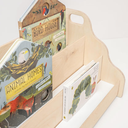 MAMOI Kinderregal aus Holz, freistehendes Bücherregal mit Griffen