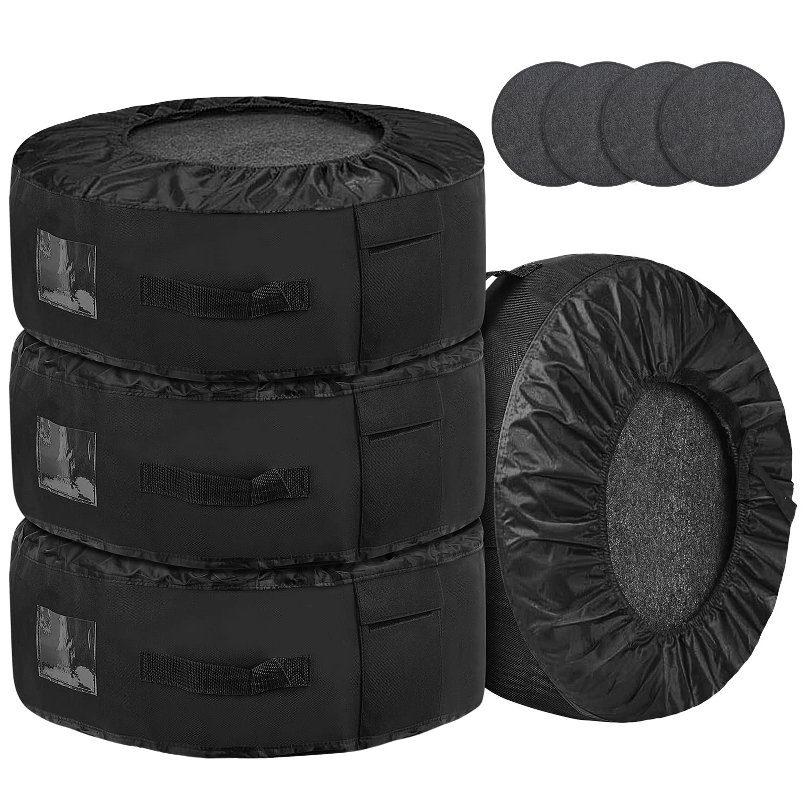 ZATOOTO Reifentaschen-Set für 4 Reifen (bis 20 Zoll) - Schwarz: Vier schwarze Hüllen für Transport und Lagerung von PKW-Reifen.