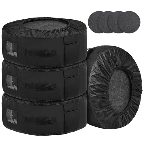ZATOOTO Reifentaschen-Set für 4 Reifen (bis 20 Zoll) - Schwarz: Vier schwarze Hüllen für Transport und Lagerung von PKW-Reifen.