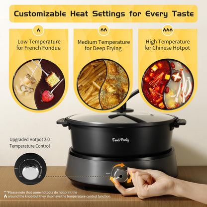 Food Party Elektrischer Hot Pot FPJ204, 4 L, doppelseitig, 1350 W